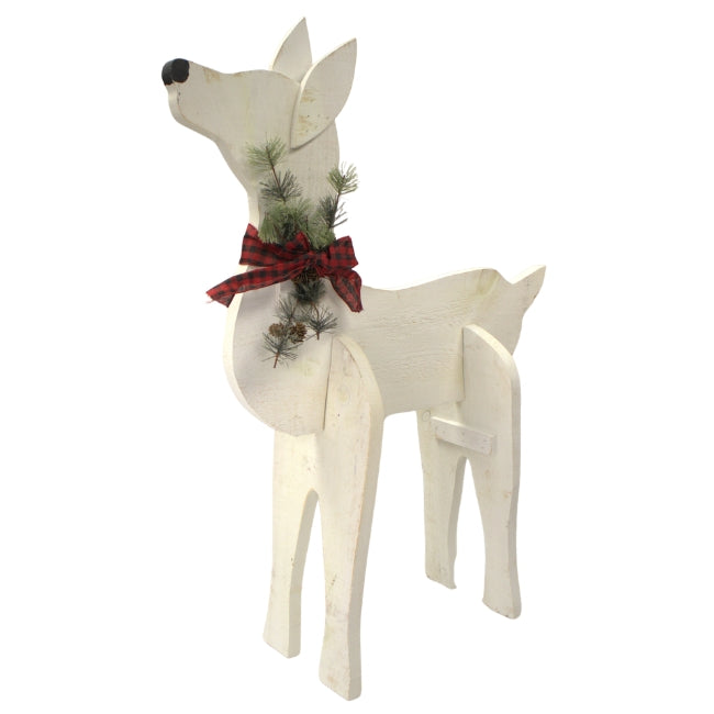 Amish-Made Wooden Doe Statues, White, Pack of 2