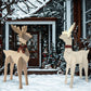 Amish-Made Wooden Reindeer Statues, White, Pack of 2