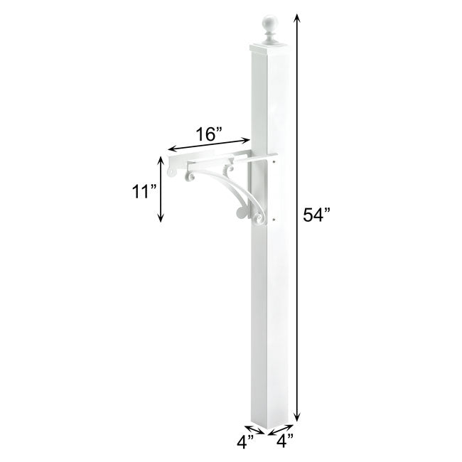 Whitehall Deluxe Mailbox, Post, and Brackets, White