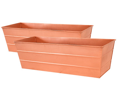 Achla Copper Plated Flower Boxes, Medium, 23.5"L, Pack of 2