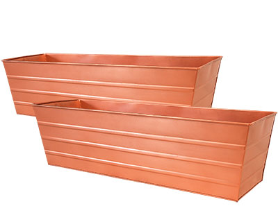 Achla Copper Plated Flower Boxes, Large, 35.25"L, Pack of 2