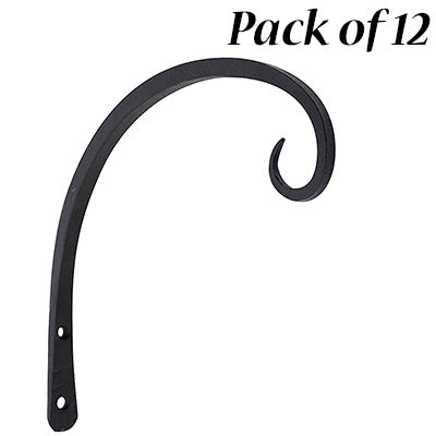 Achla Downcurled Wrought Iron Wall Hooks, Black, Pack of 12