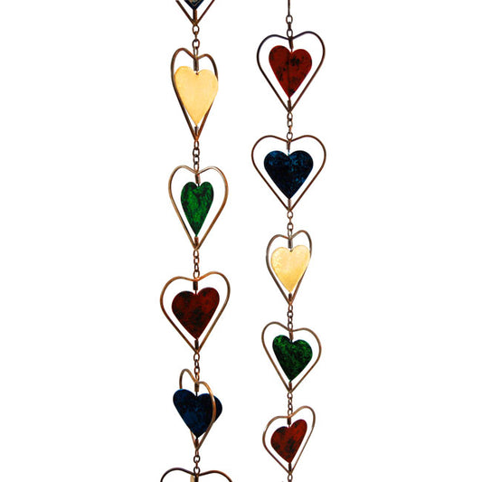 Ancient Graffiti Heart Rain Chains, Multicolored, Pack of 2