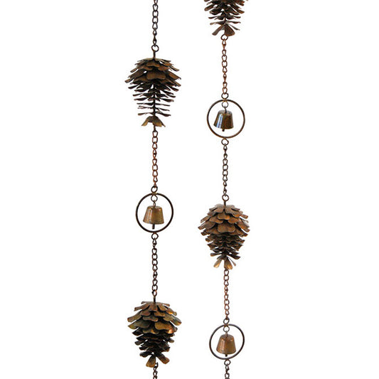 Ancient Graffiti Pine Cones and Bells Rain Chains, Pack of 2