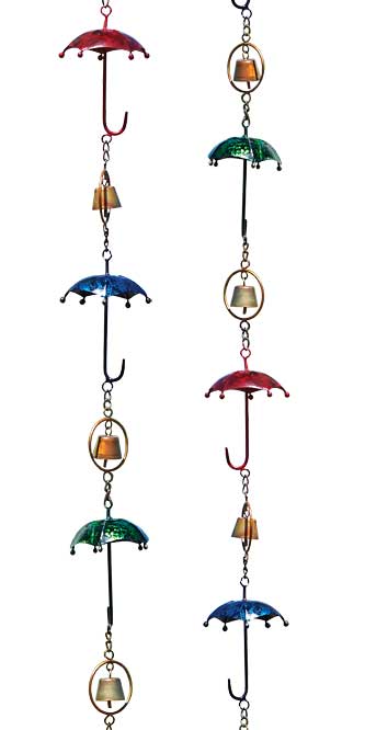 Ancient Graffiti Umbrella and Bell Rain Chains, Multi, 2 Pk