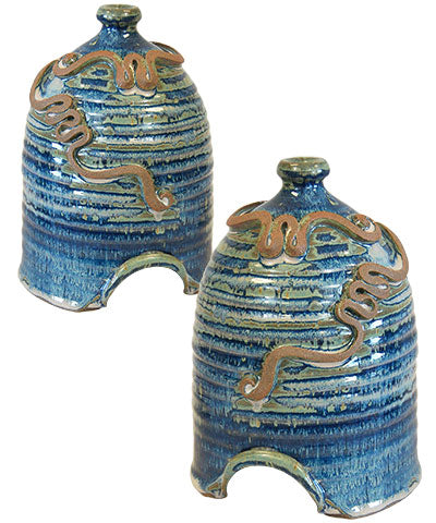 Anthony Stoneware Toad Houses, French Blue, Pack of 2