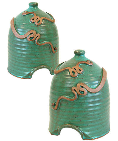 Anthony Stoneware Toad Houses, Teal Green, Pack of 2