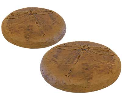 Athens Round Dragonfly Stepping Stones, Autumn Wheat, 2 Pack