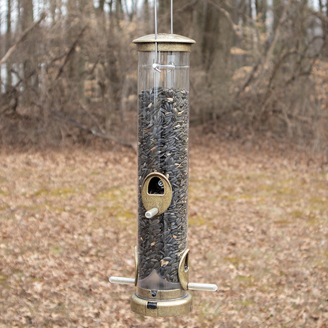 Aspects Seed Tube Wild Bird Feeders, Med., Brass, Pack of 2