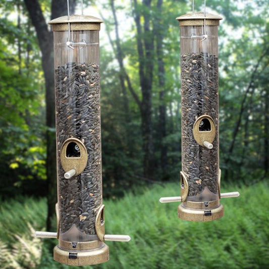 Aspects Seed Tube Wild Bird Feeders, Med., Brass, Pack of 2