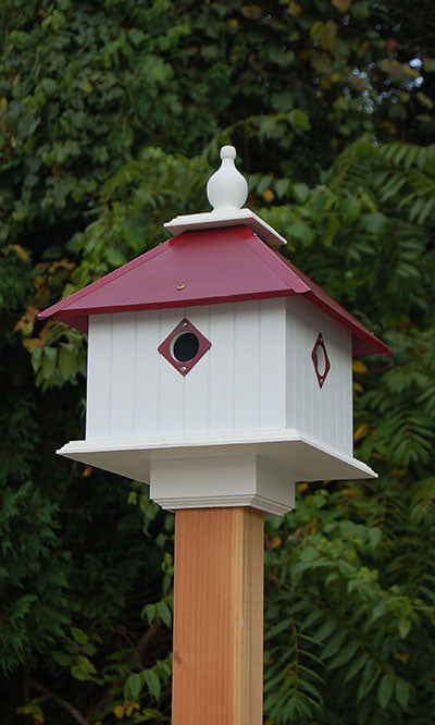 Wing & A Prayer Carriage Bird House, Merlot Red Roof