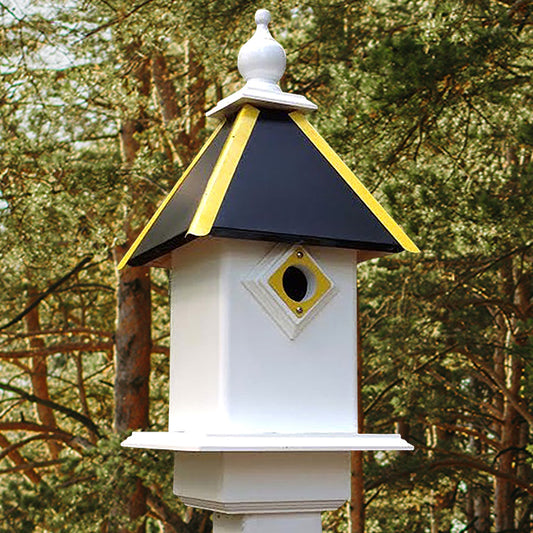 Wing & A Prayer Team Colors Bird House, Black and Gold