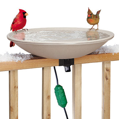 Deck Mounted Heated Bird Bath with Outdoor Cord Connector