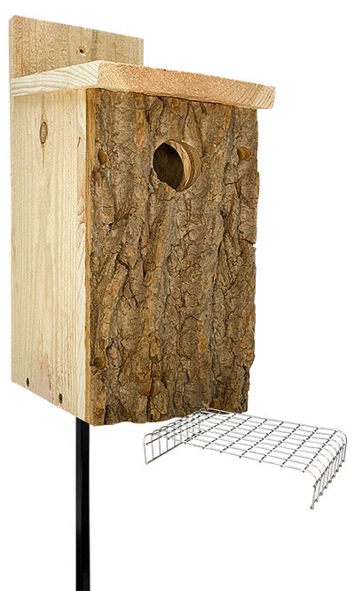 Uncle Dunkel's Bark Clad Bluebird House w/Pole and Nest Lift