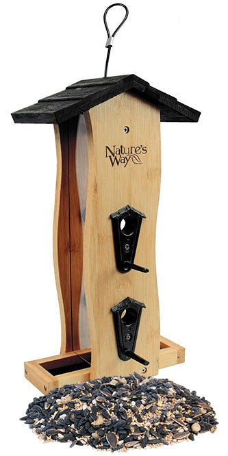 Nature's Way Bamboo Vertical Wave Hopper Bird Feeder w/Seed