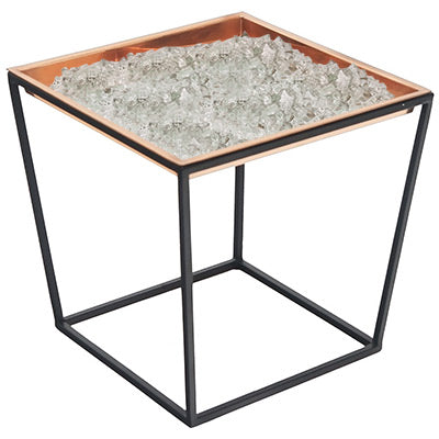 Achla Arne Copper Planter Tray with Clear Fire Glass