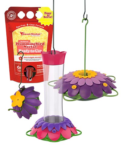 Nature's Way Hummingbird Feeder Package with Nectar, Purple