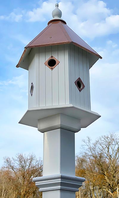 Magnolia Bird House & Decorative Mounting Post, Copper Roof