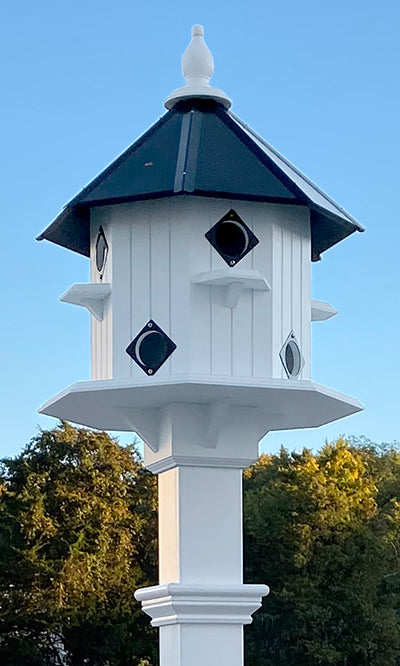 Wing & A Prayer Castle Bird House with White Mounting Post