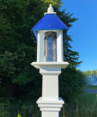Pavilion Bird Feeder and Decorative Mounting Post, Cobalt