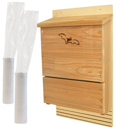 Triple-Celled Bat House with 2 Bat Exclusion Tubes and Book