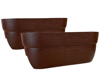 Emsco Bloomers Deck Rail Planters, Brown, 24"L, Pack of 2