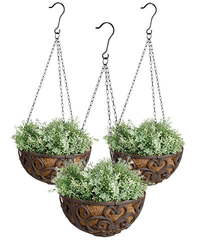 Esschert Design Cast Iron Hanging Baskets, 12" dia., 3 Pack