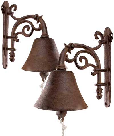 Esschert Design Cast Iron Scroll Doorbells, Brown, Set of 2