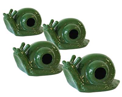 Esschert Design Snail-Shaped Ceramic Slug Traps, Pack of 4