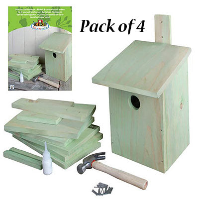Esschert Design "Build It Yourself" Bird House Kits, 4 Pack