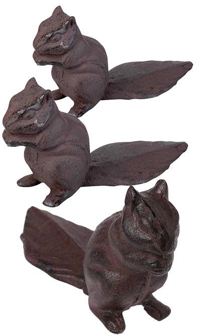 Esschert Design Cast Iron Squirrel Door Wedges, Set of 3