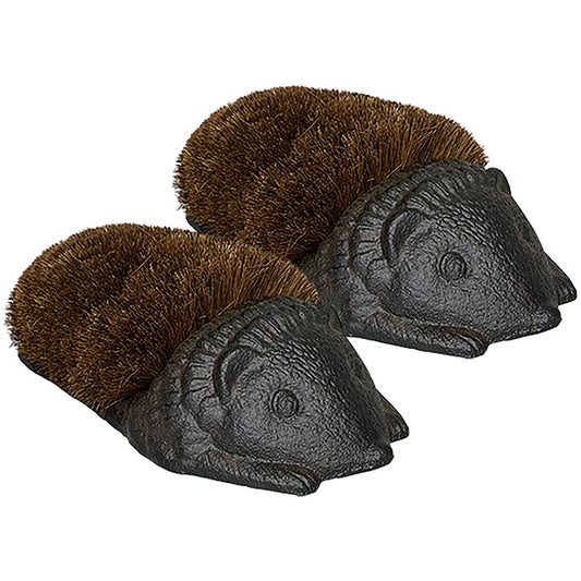 Esschert Design Cast Iron Small Hedgehog Boot Brushes, 2 Pk