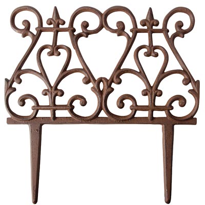 Esschert Design Scroll Garden Fence, Rust, 11"H, Pack of 12