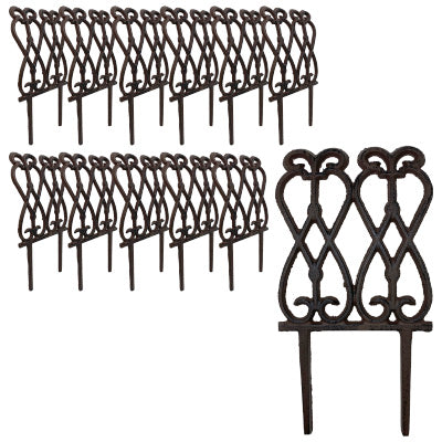 Esschert Design Fleur-de-Lis Cast Iron Fence, Rust, 12 Pack