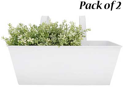 Esschert Design Rectangular Balcony Flower Planters, 2 Pack