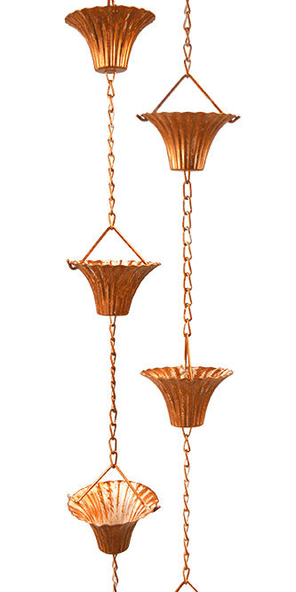 Esschert Design Fluted Rain Chains, Copper Colored, 2 Pack