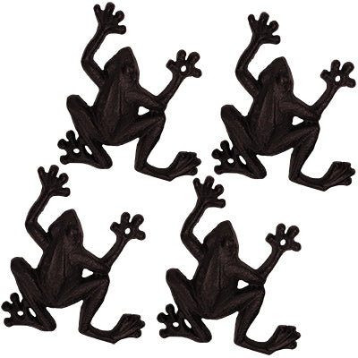 Esschert Design Cast Iron Frogs Wall Art, Brown, 4 Pack