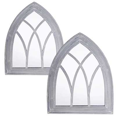 Esschert Design Gothic Mirror Wall Art, Gray, Set of 2