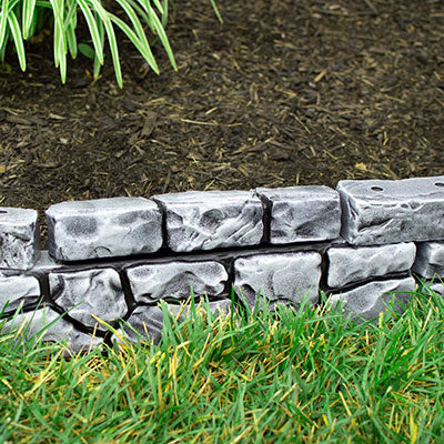 Gardeneer Stonewall Faux Stone Border Edges, Grey, Pack of 4