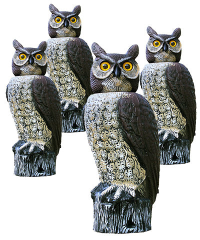 Gardeneer Solar Scarecrow Owls with Rotating Heads, 4 Pack