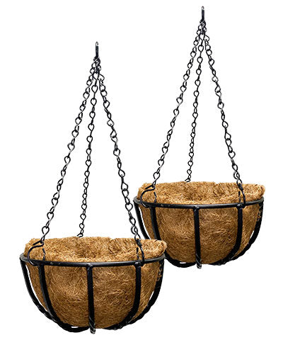 Gardman Blacksmith Hanging Baskets w/Liners, 12", 2 Pack