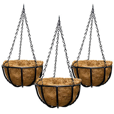 Gardman Blacksmith Hanging Baskets w/Liners, 12", 3 Pack