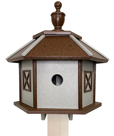 Recycled Plastic Gazebo Bird House, Brown and Gray