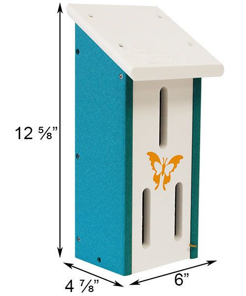 Recycled Plastic Butterfly House, White and Teal