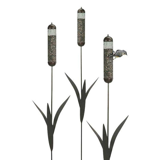 Heritage Farms Cattail Staked Bird Feeders, Pack of 3