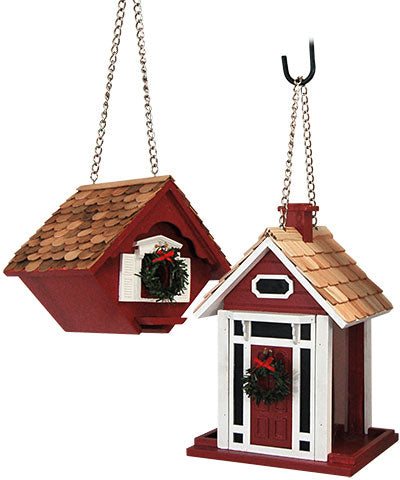 Home Bazaar Holiday Bird House and Feeder Kit, Red