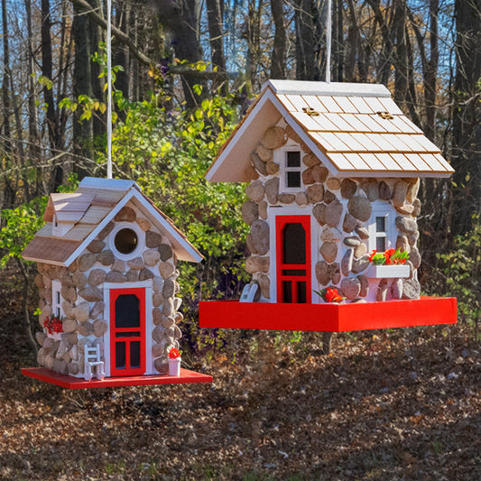 Home Bazaar Guest Cottage Stone Bird House and Feeder Kit