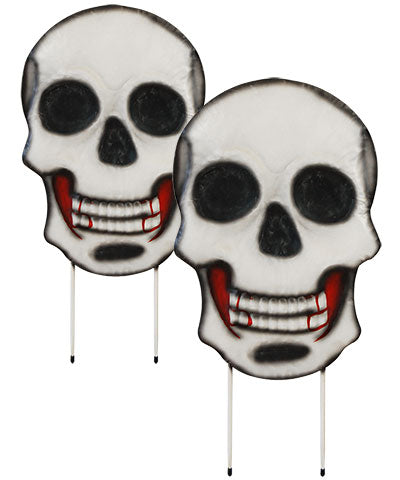 Land & Sea Metal Skull Yard Art, Pack of 2