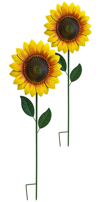 Land & Sea Metal Giant Sunflower Yard Art, 56"H, Pack of 2