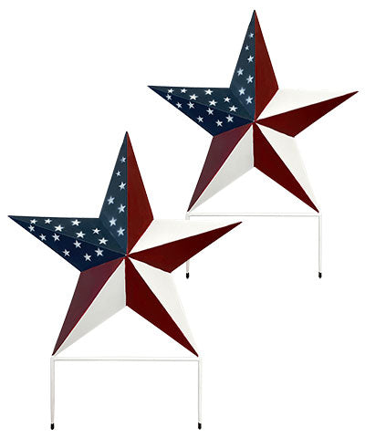 Land & Sea Metal American Star Staked Yard Art, Pack of 2